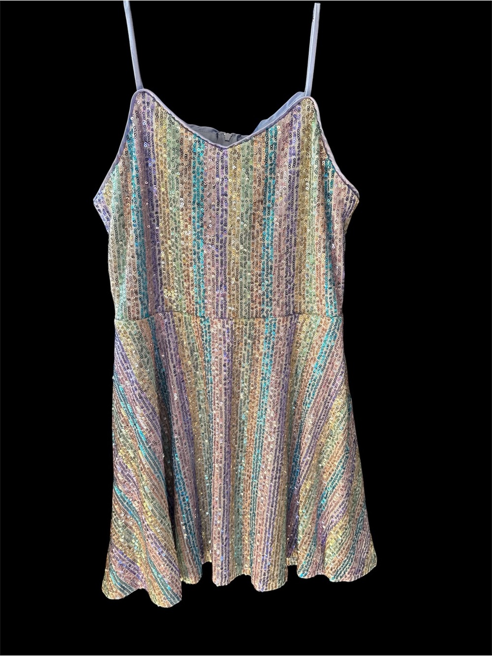 Kids Sequin Stripe Party Dress - Multicolor
